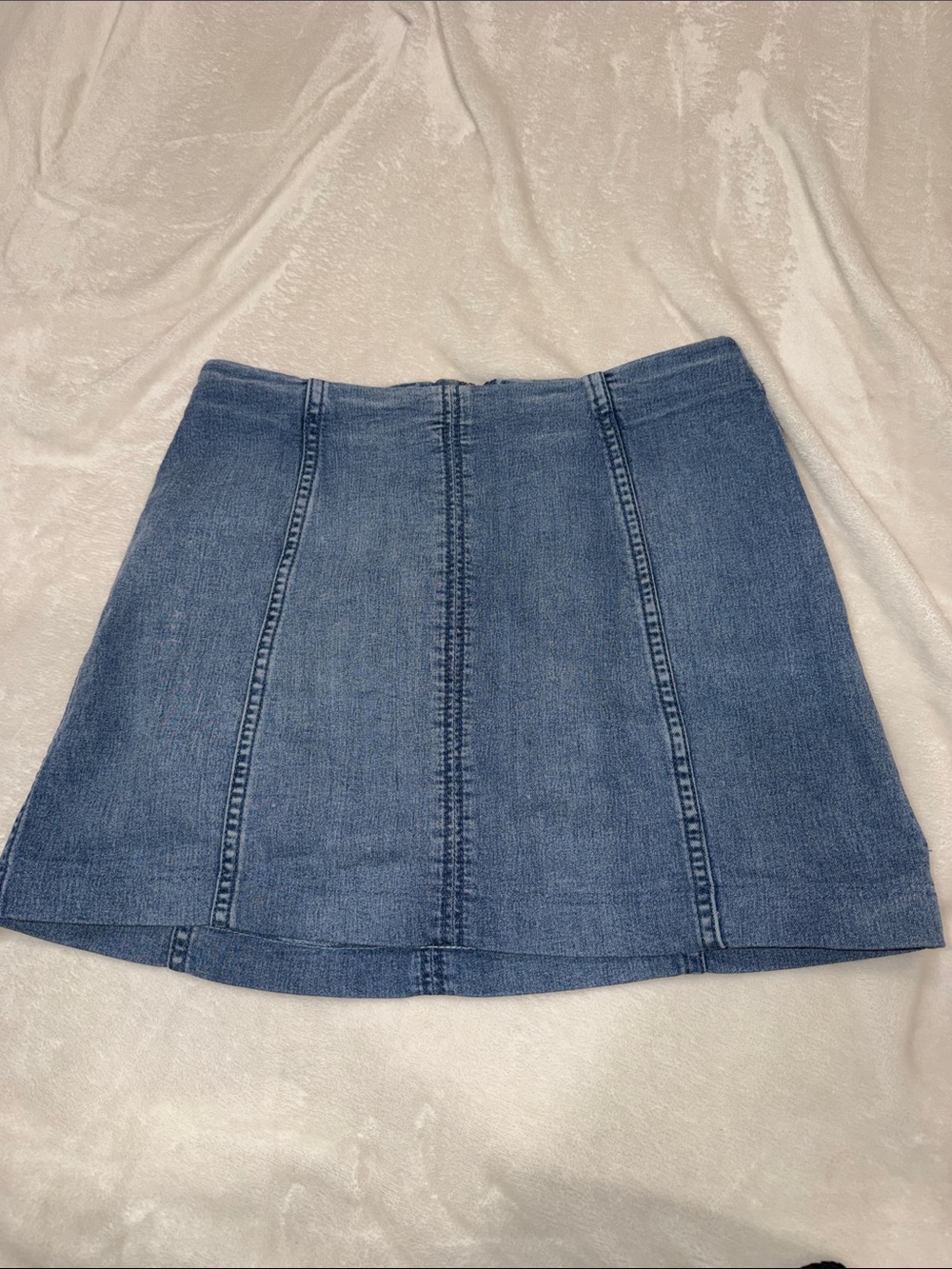 Free People Blue Denim A-Line Mini Skirt
